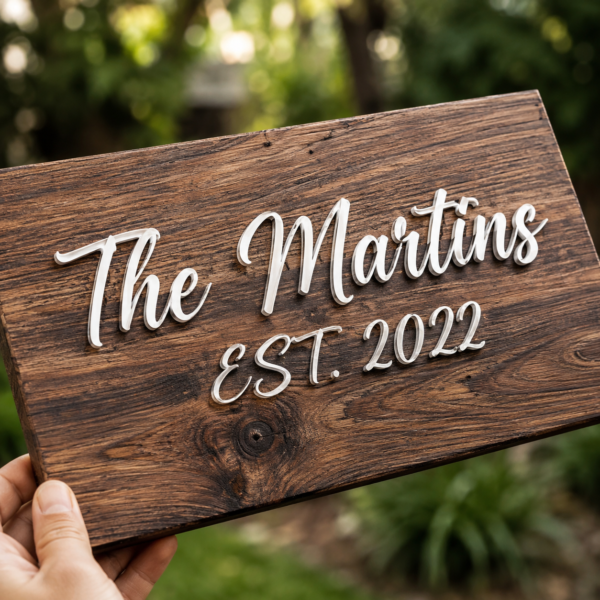 Personalized Wooden Name Plate with 3D Letters – Custom Name Plate