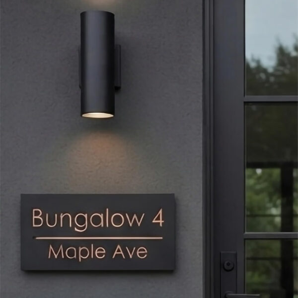 Personalized Matt Black Acrylic Name Plate with 3D Golden Letters – Waterproof