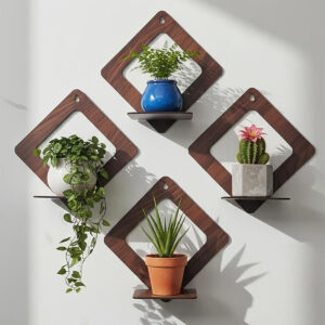 Wooden Tree Wall Shelf | Stylish Wall Mounted Shelf for Home & Office Décor | Engineered Wood, Brown | Storage & Display Rack for Living Room
