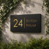 Personalized Matt Black Acrylic Name Plate with 3D Golden Letters – Waterproof