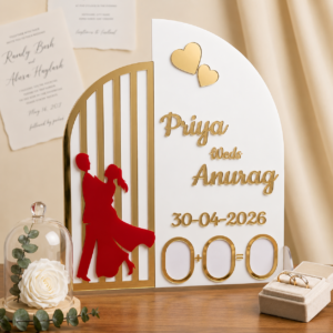 Acrylic Heart Shape Couple Thumb Gift | Finger Print Gift 26X20 Cm|Best Gift For Marriage Couples| Anniversarry Gift |Engagement Gift|Personalized Text|Golden Letters| Nikah Nameplate