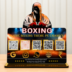 Adfusion Graphics Personalized Boxing Theme Acrylic QR Code Stand for Gym, Fitness & Sports Centers