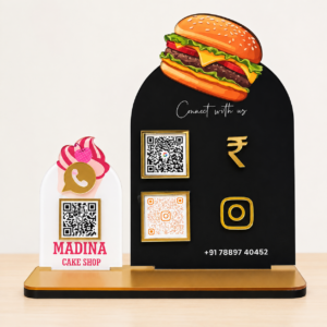 Adfusion Graphics Custom QR Code Payment & Social Media Display Stand for Cafe, Bakery & Restaurant