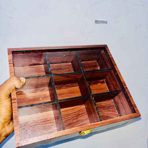 Wooden Spice Box with Compartments – Traditional Kitchen Masala Organizer