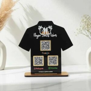 Adfusion Graphics Custom T-Shirt Shape QR Code Display Stand with Google, Instagram & WhatsApp QR Codes