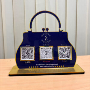 Adfusion Graphics Custom Acrylic QR Code Handbag for Business | UPI Payment, Instagram & Google Review Scan Bag