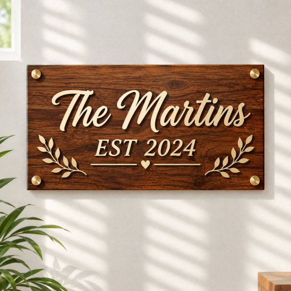 Personalized Wooden Name Plate with 3D Letters – Custom Name Plate