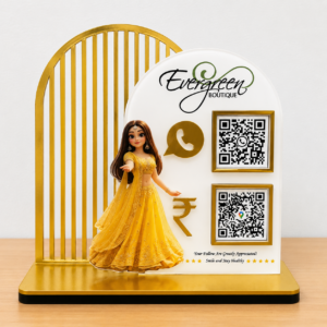 Adfusion Graphics Custom Boutique QR Code Display Stand with WhatsApp & UPI Payment QR Codes