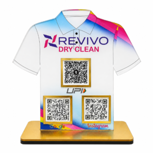 Adfusion Graphics Custom Dry Clean & Laundry QR Code Display Stand with UPI, Google & Instagram QR Codes