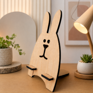 Adfusion Graphics Wooden Rabbit Mobile Stand | Cute & Sturdy Phone Holder for Desk